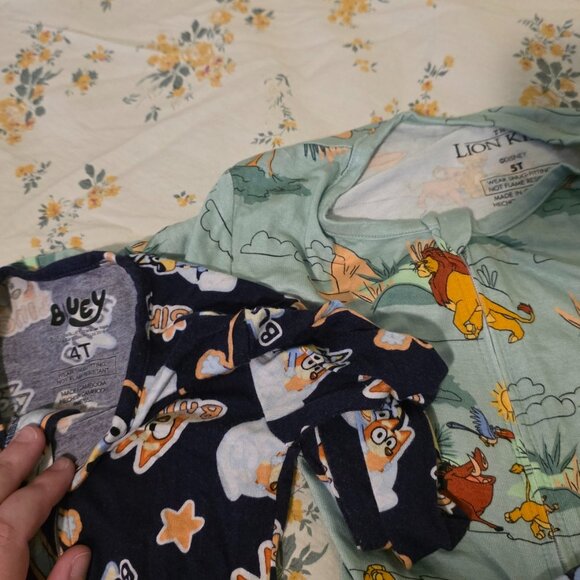 3 Toddler Pajamas - Worn Once - Bluey & Lion King Size 4T & 5T - Picture 4 of 4